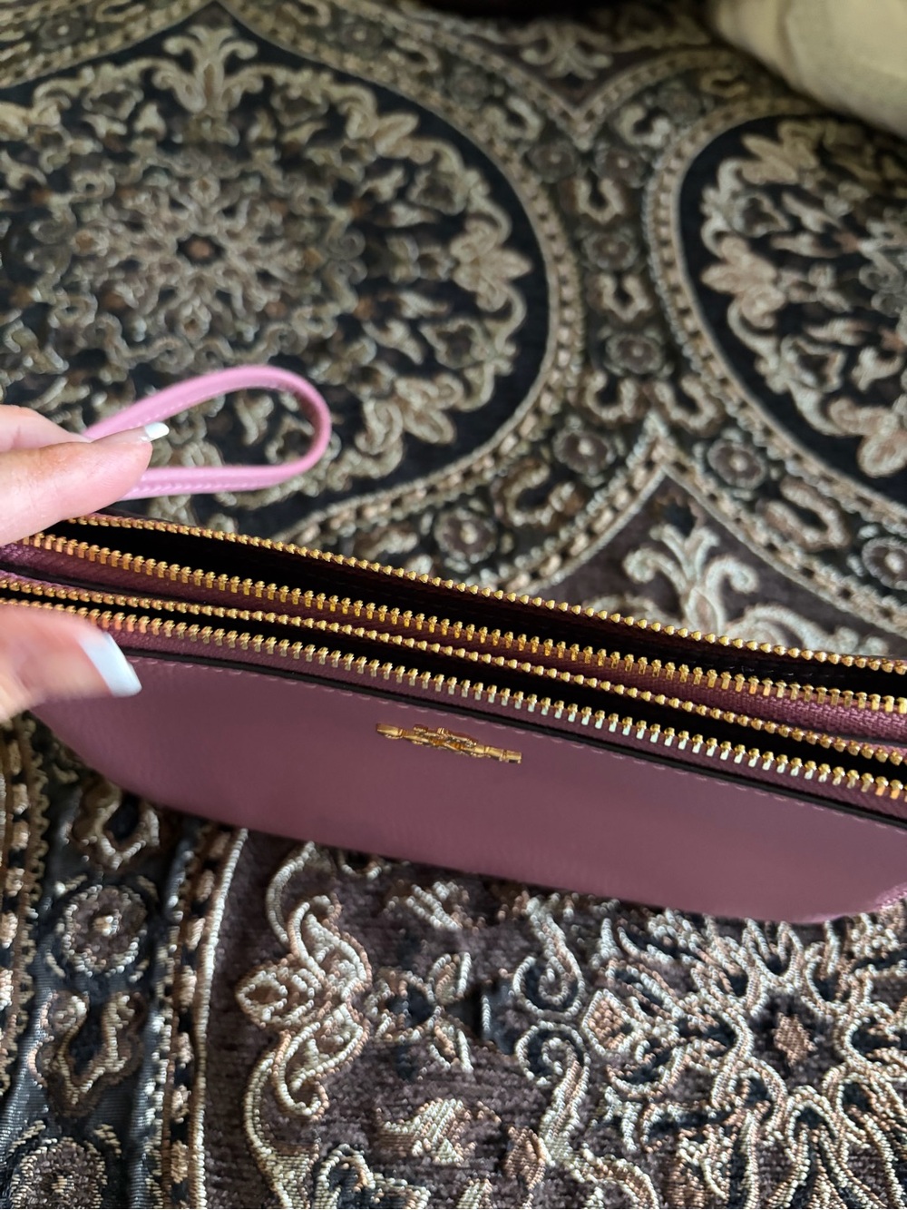 Coach Pink Pebbled Leather Wristlet - Picture 2 of 3